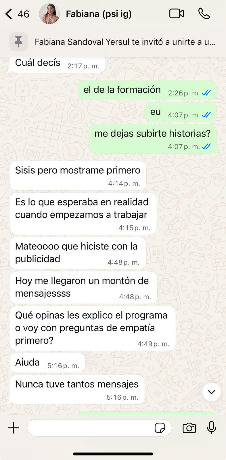 Chat con Fabiana Sandoval sobre resultados